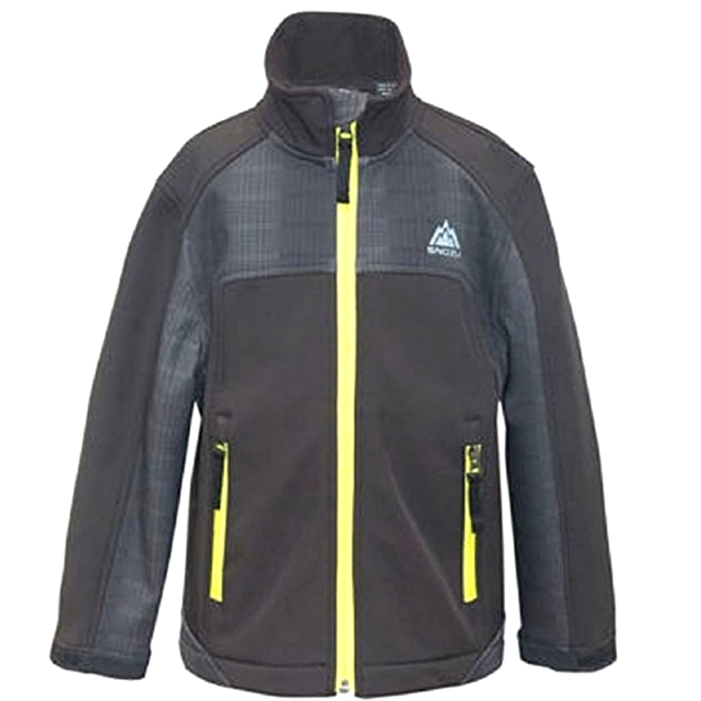 Snozu Boy's Fleece Lined Softshell Jacket (Black with Black Static Print, XS (6)